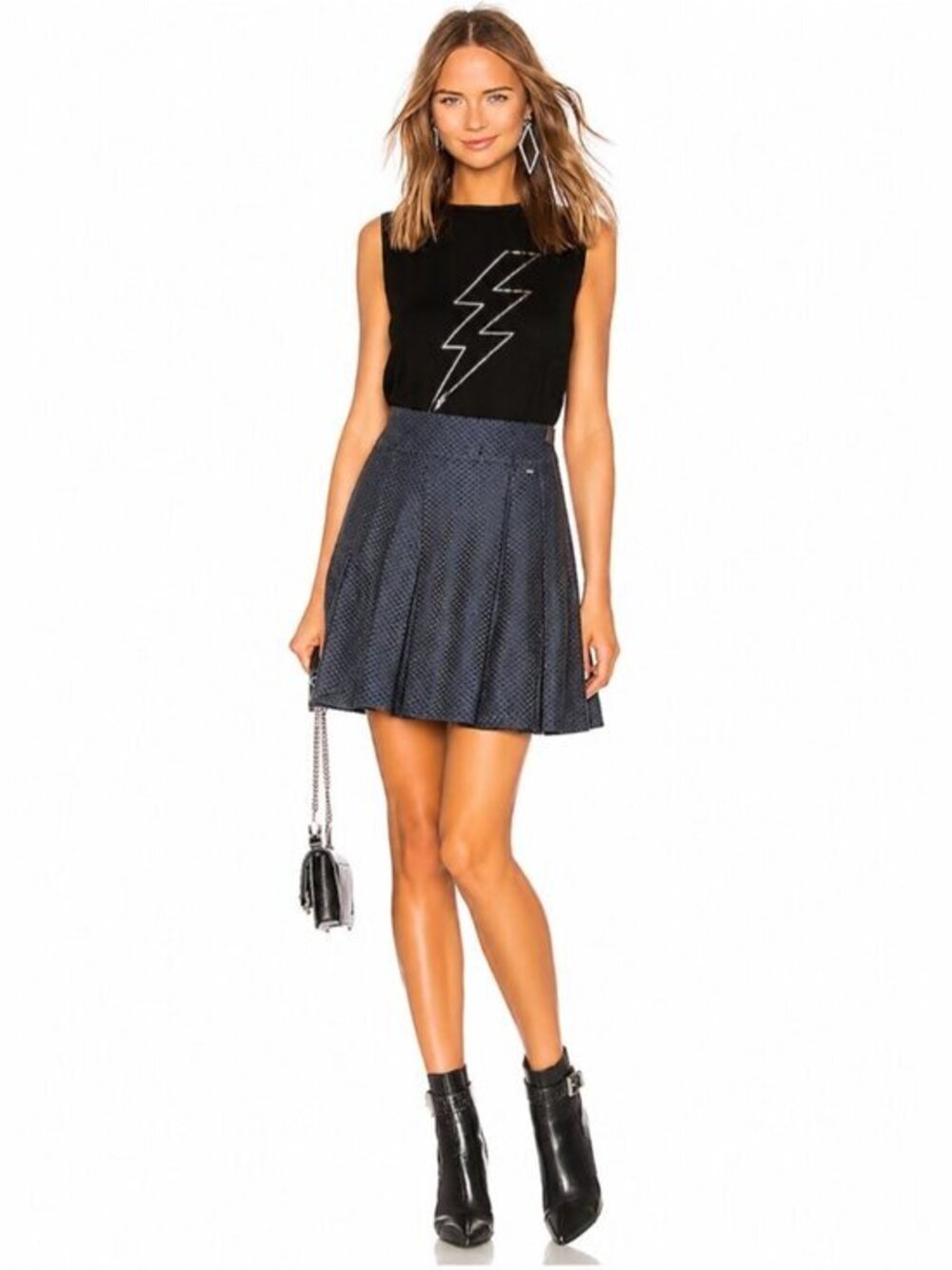 Ted Baker London Navy Patterned Skater Skirt size S